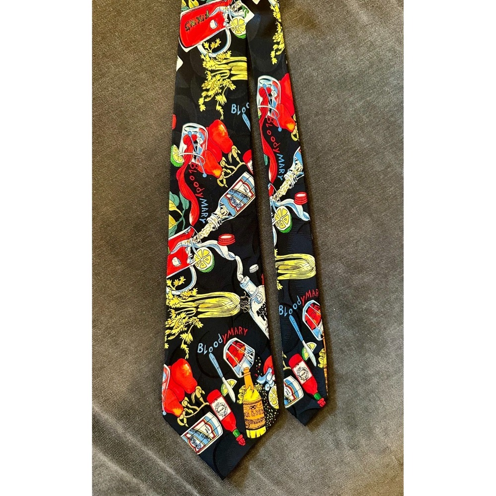 Vintage Nicole Miller Men's Tie 1990's 100% Silk Absolut Vodka Bloody Mary‎